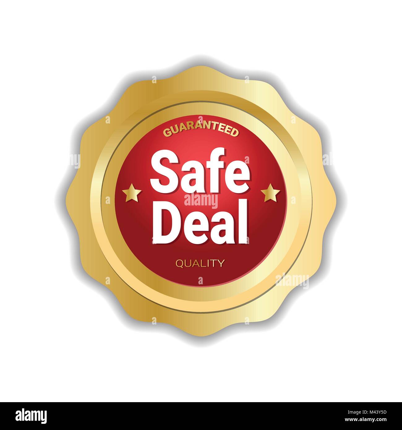 Safe Deal Sticker Golden Medal Icon Badge Isolated Stock Vector