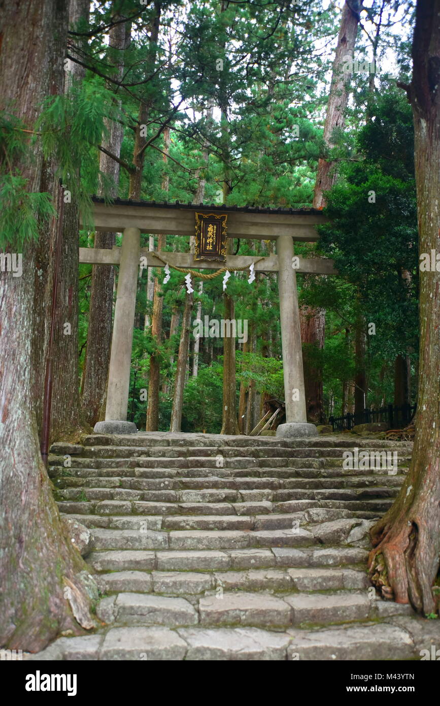Amazing and spiritual  Nachisan, walking the ancient 1000 year old Kumano Kodo'Nakahechi route' ( Imperial trail ) Kii Peninsula, Southern Japan Stock Photo