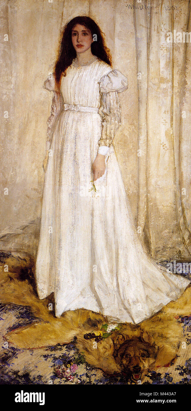Whistler Symphony In White No 1 The White Girl 1862 Stock Photo whistler-symphony-in-white-no-1-the-white-girl-1862-stock-photo