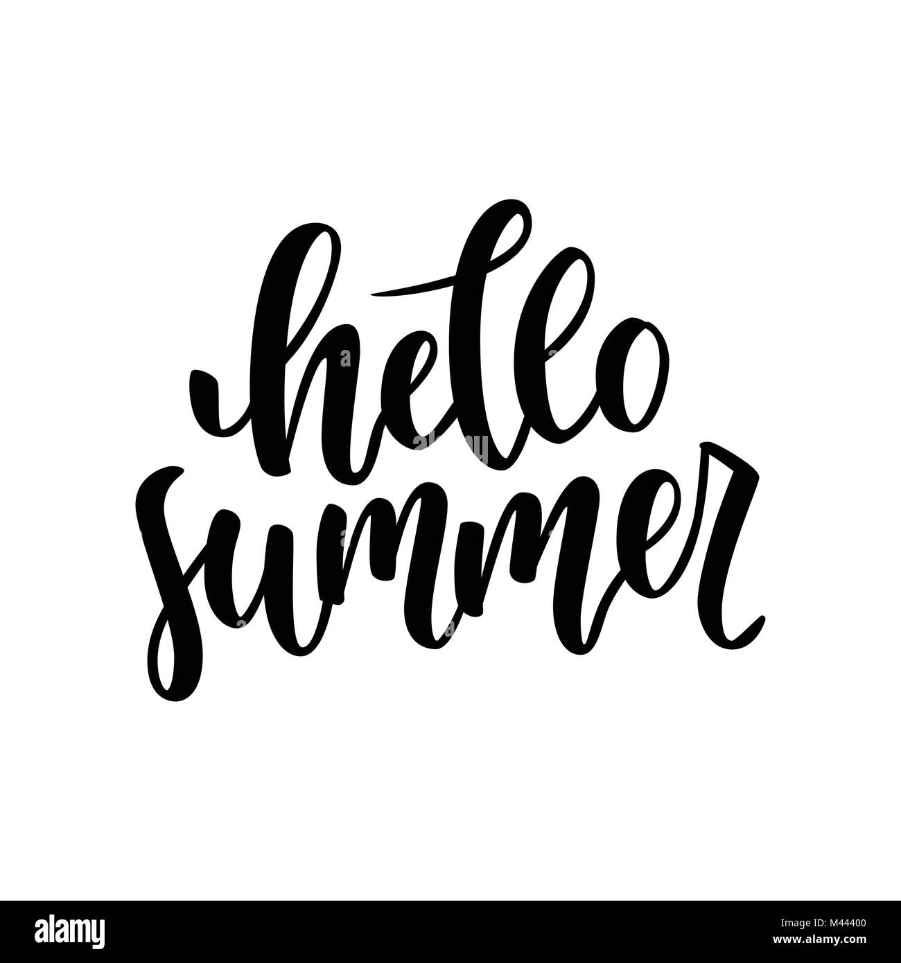 Hello summer hand drawn lettering isolated on white background for your ...