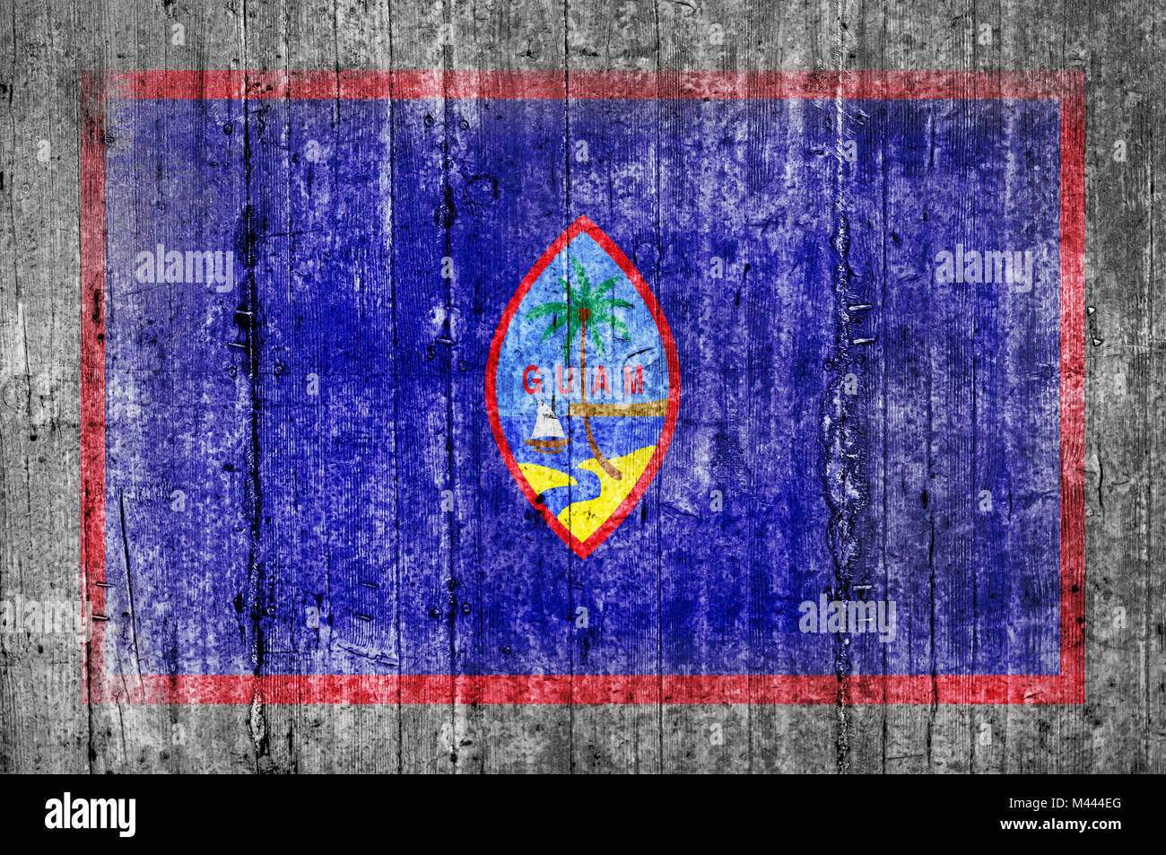 Guam US state flag painted on concrete flag Stock Photo