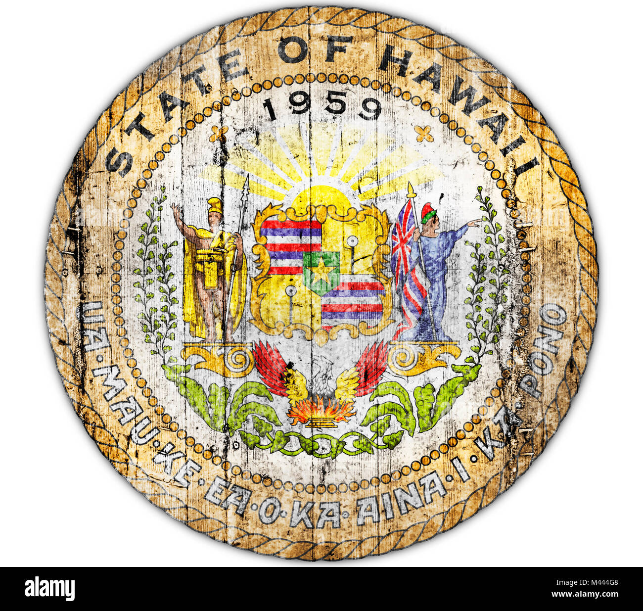 Hawaii seal US state painted on concrete flag Stock Photo - Alamy