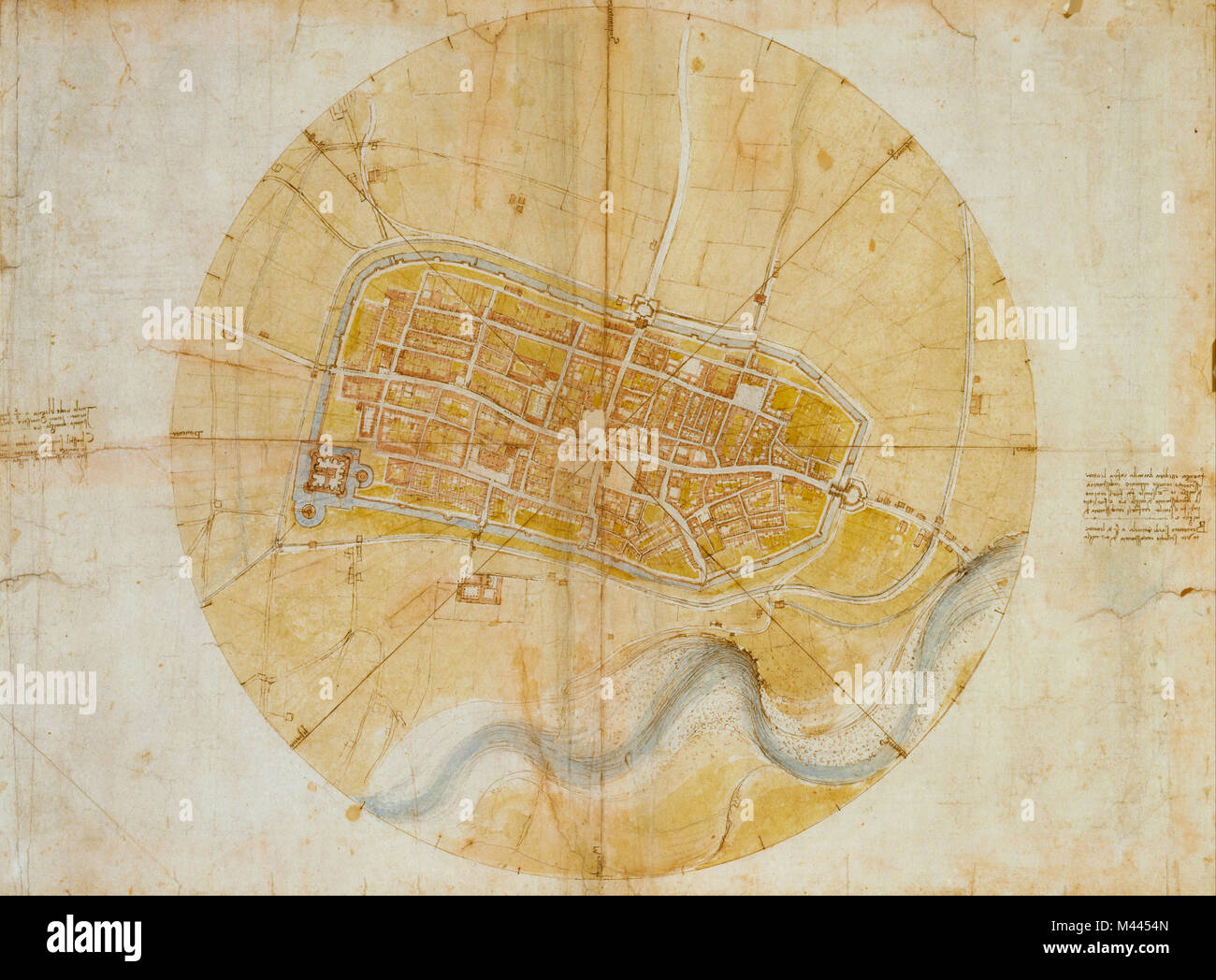 Leonardo's very accurate map of Imola, created for Cesare Borgia Stock Photo