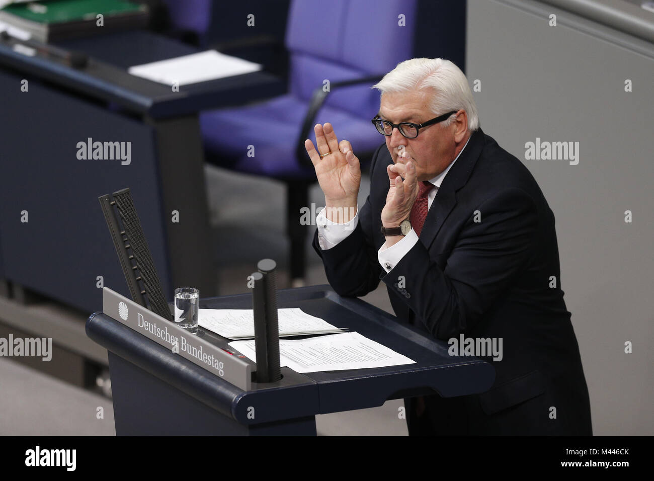 German Foreign Minister, speechs at German Parliament Stock Photo