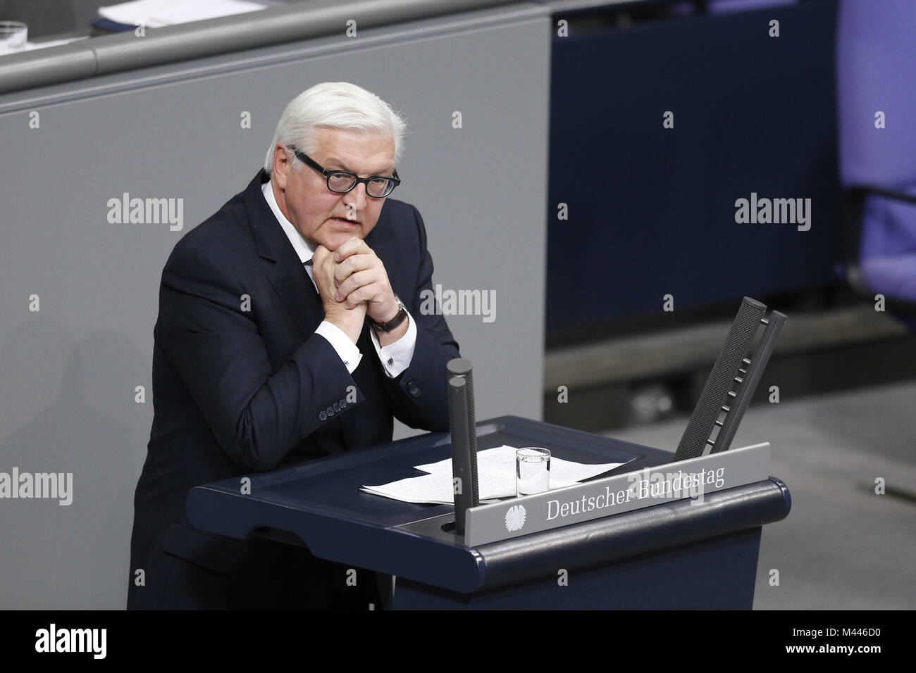 German Foreign Minister, speechs at German Parliament Stock Photo