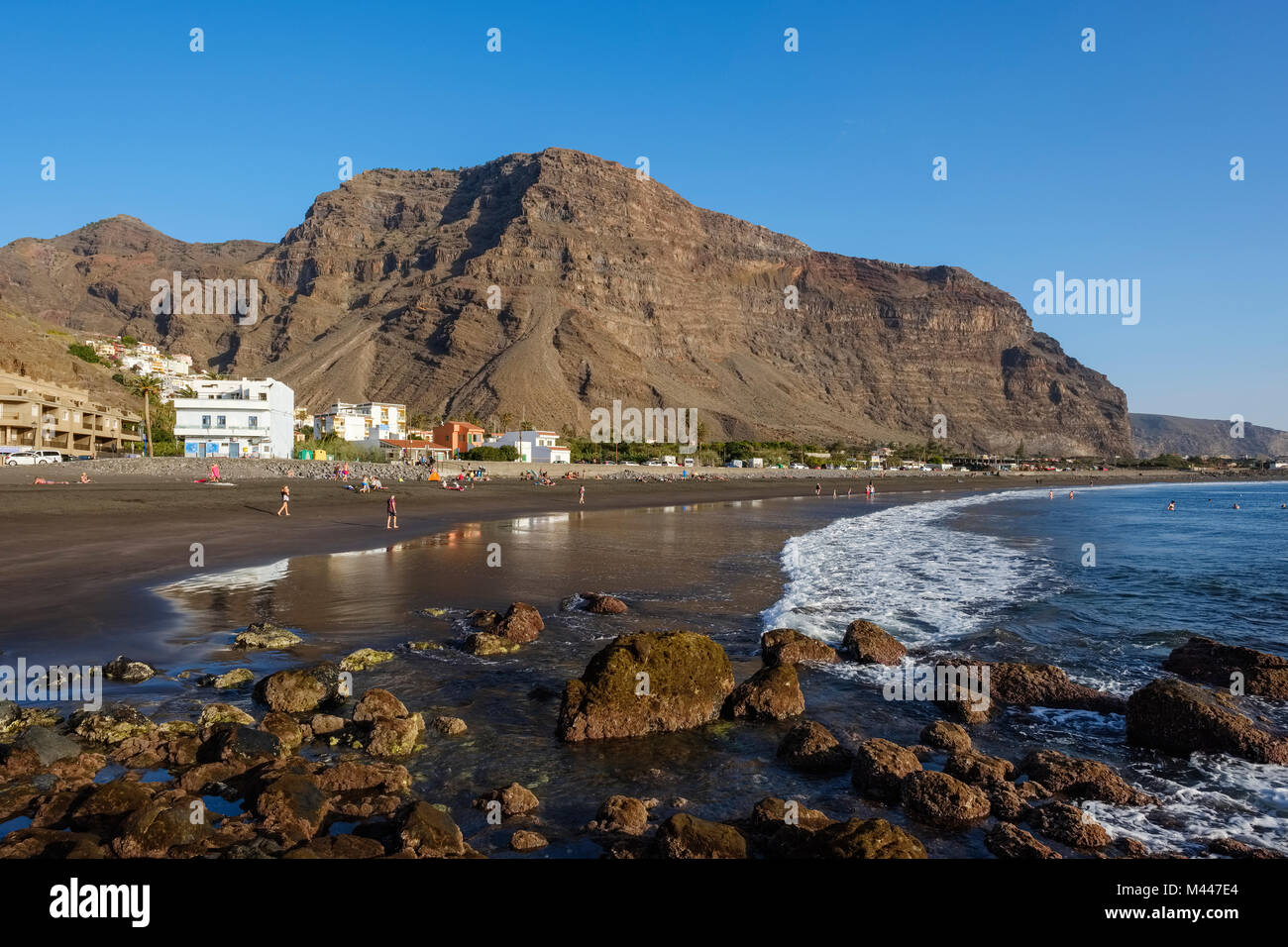 Black lava beach in La Playa,Valle Gran Rey,La Gomera,Canary Islands,Spain Stock Photo
