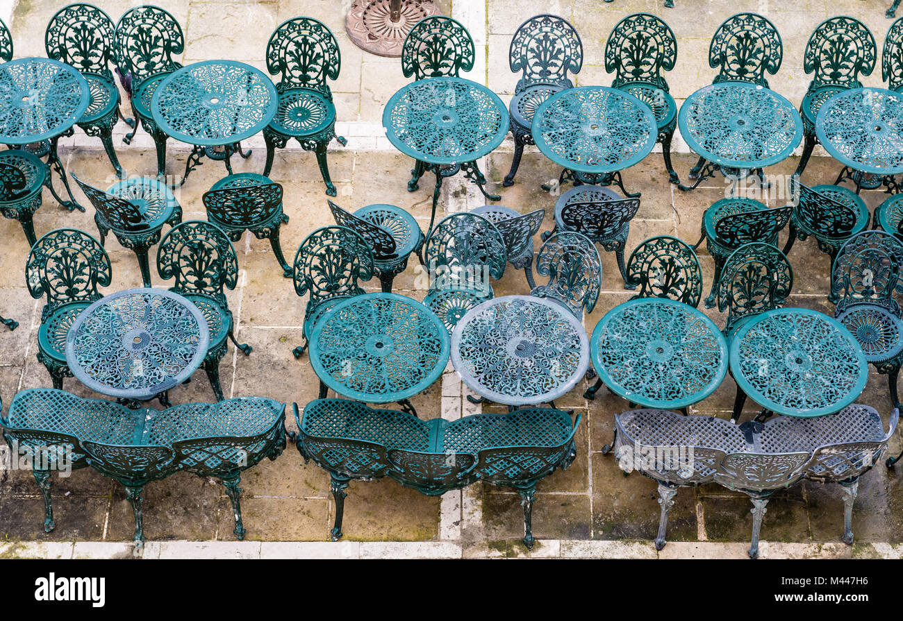 Wintertime Empty chairs and tables in Valletta, Malta (Photo taken at