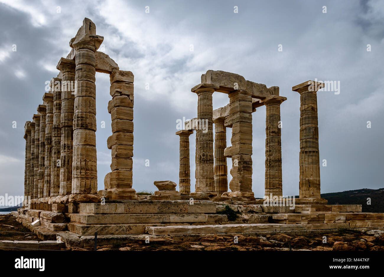 The ruins of the temple of Poseidon, at cape Sounio, Greece Stock Photo ...