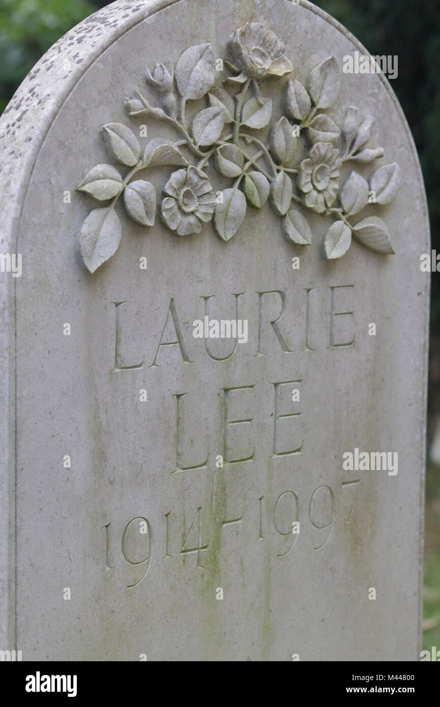 Laurie Lee, grave stone in the village of Slad Stock Photo