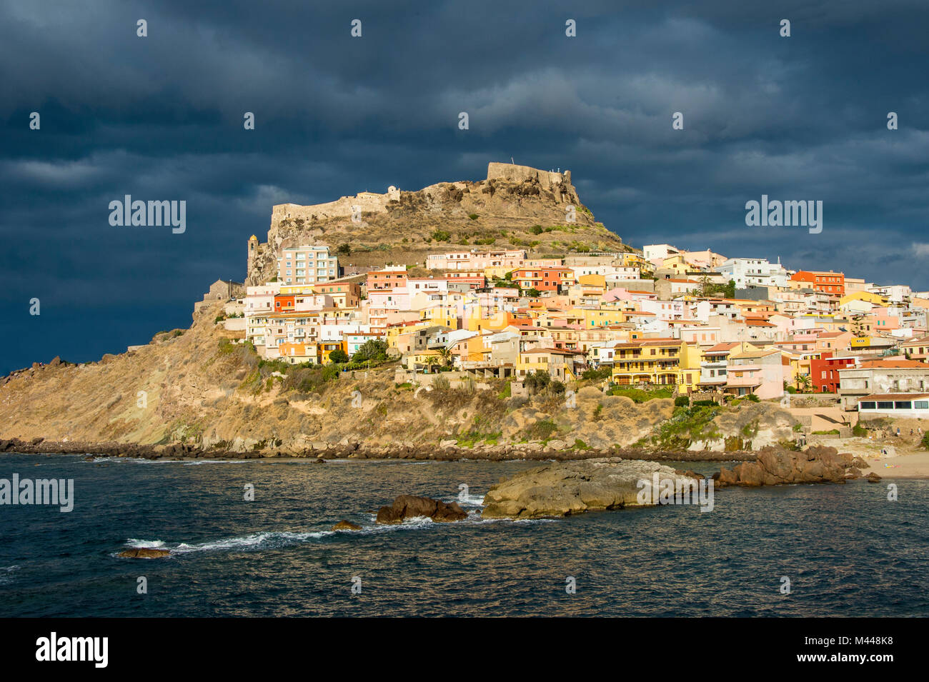 Dramatic light over the old town of Castelsardo,Sardinia,Italy Stock Photo