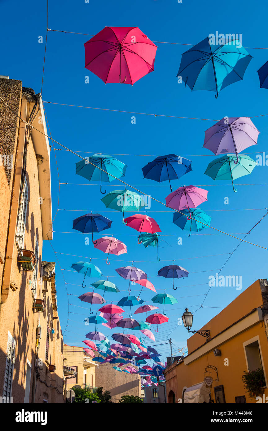 Umbrellas Street in Pula,Sardinia,Italy Stock Photo - Alamy