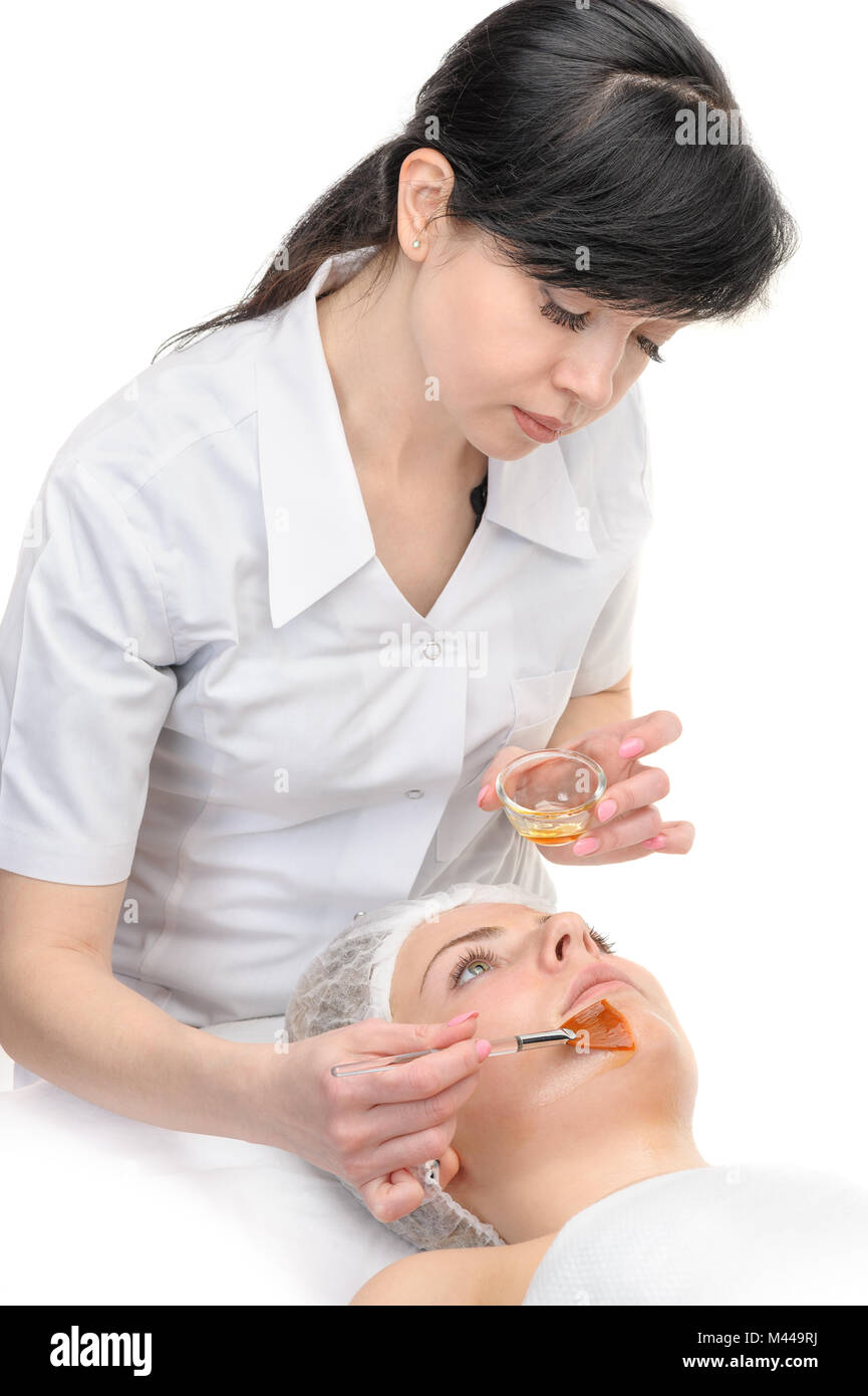 facial peeling mask applying Stock Photo Alamy