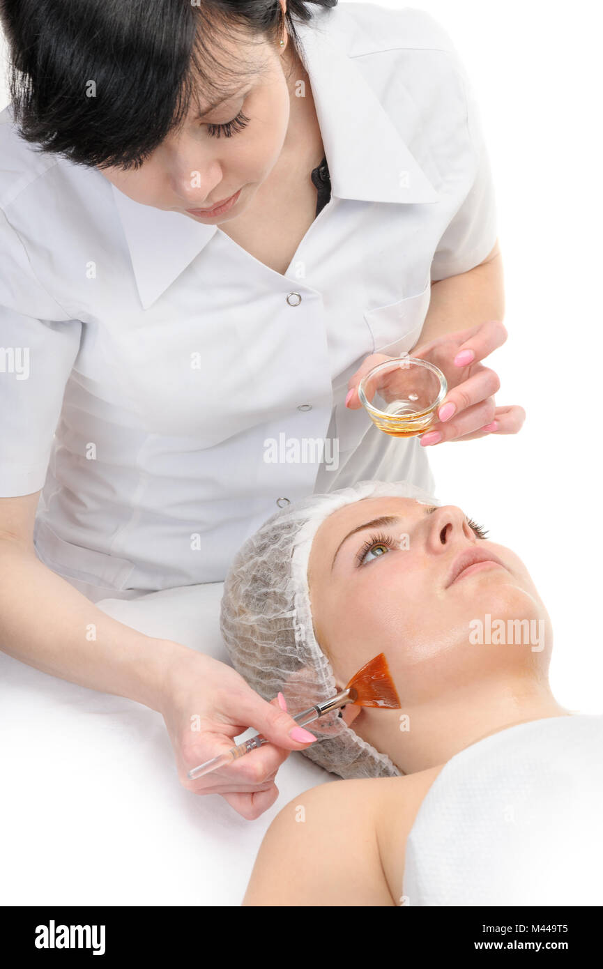 facial peeling mask applying Stock Photo Alamy