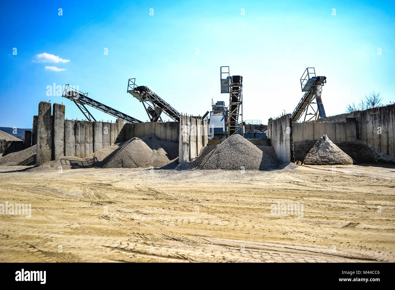 Gravel pit working site with conveyor belts Stock Photo Alamy