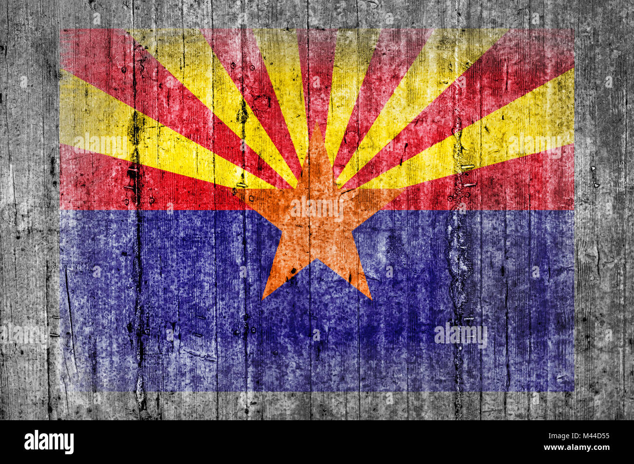 Arizona US state flag painted on concrete flag Stock Photo