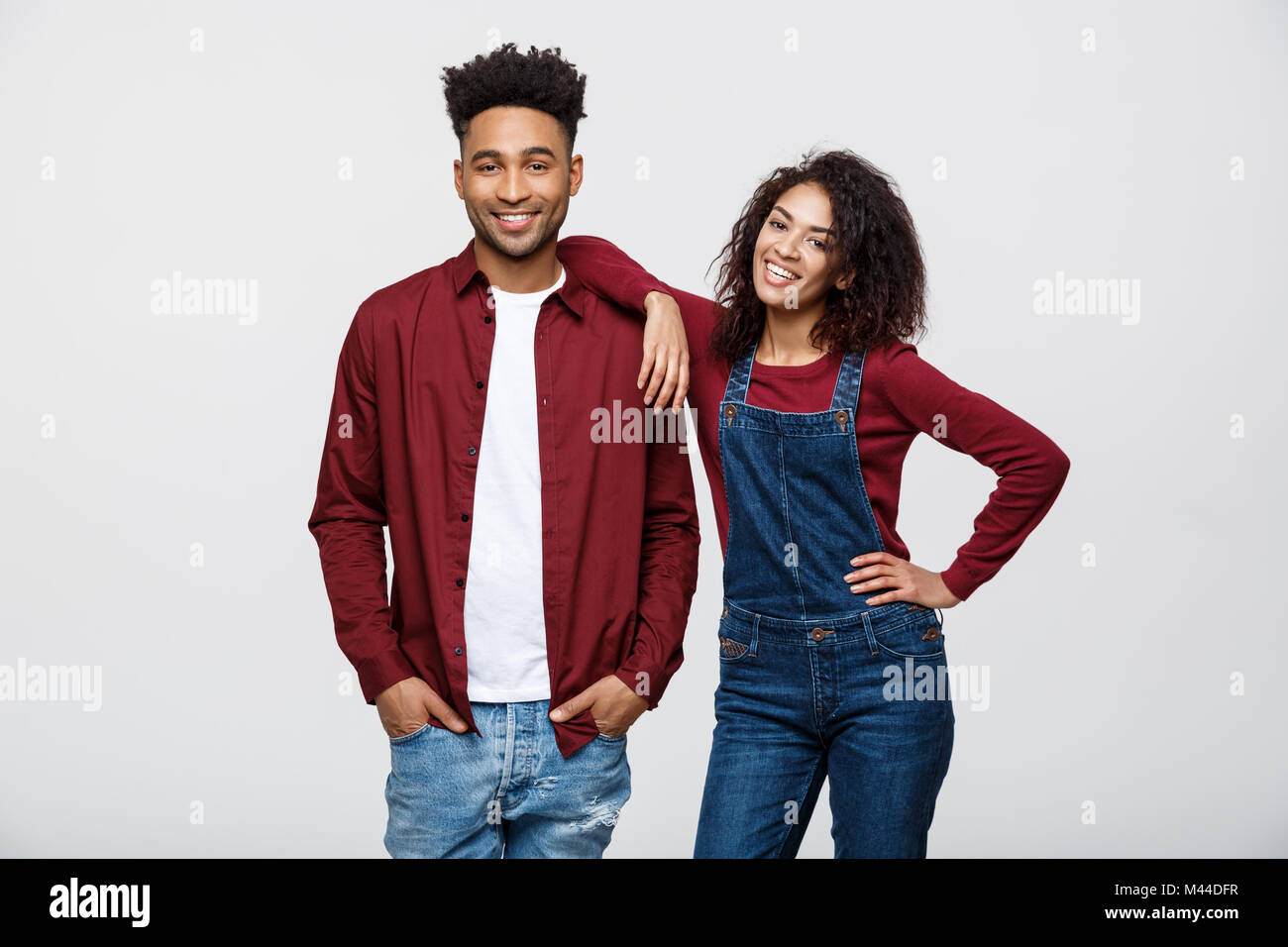 Beautiful portrait of a happy African American couple isolated over ...