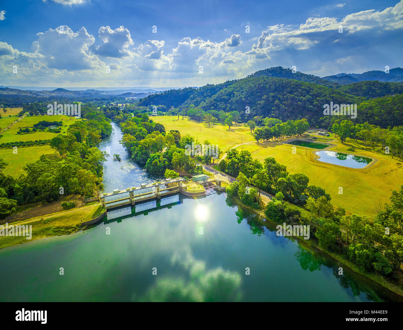 Beautiful lake and river in Australia - aerial landscape Stock Photo