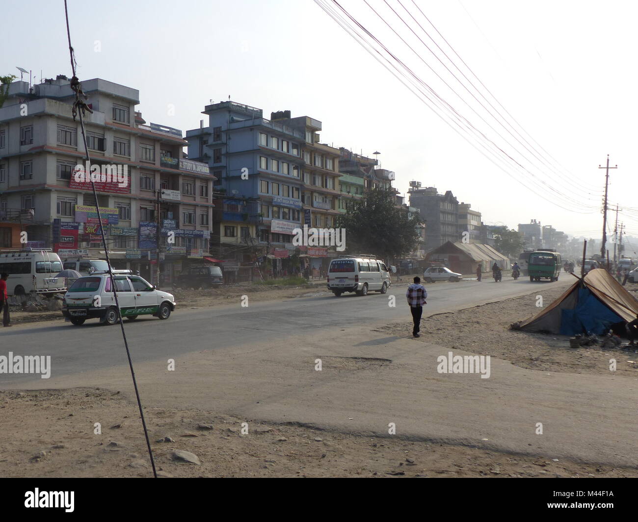 Kathmandu, Nepal, september 5, 2015: Traffic in Kathmandu's streets in the morning light Stock Photo