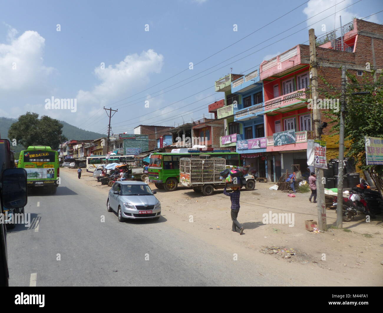 Kathmandu, Nepal, september 5, 2015: Cars, Motorbikes and people moving, Traffic on the periphery of Kathmandu Stock Photo