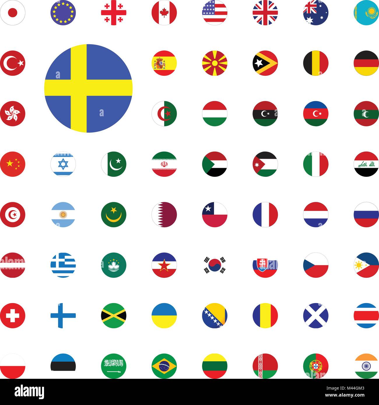 Round Flag Icon Round World Flags Vector Illustration Icons Set Stock