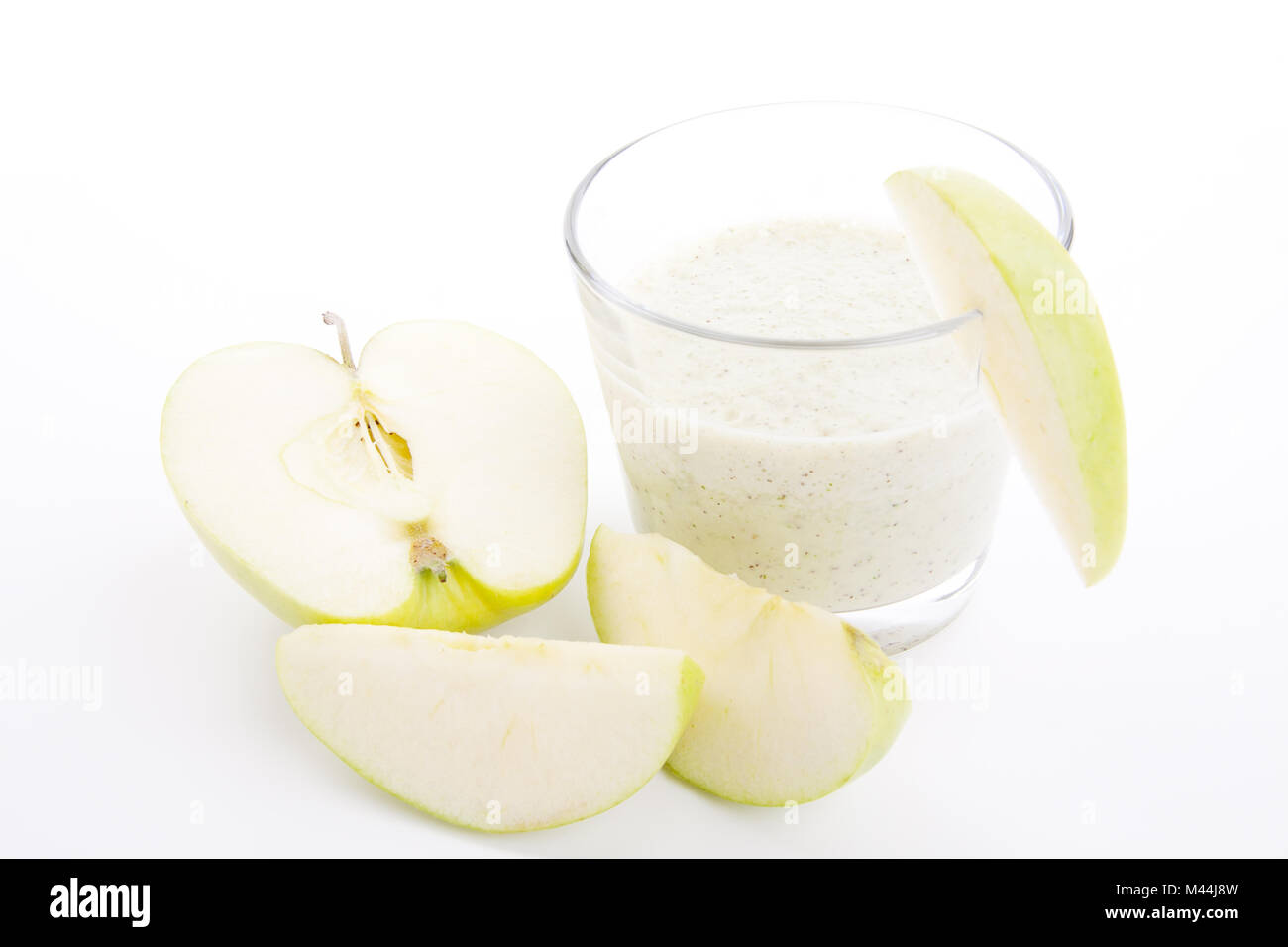fresh green apple yoghurt shake isolated Stock Photo