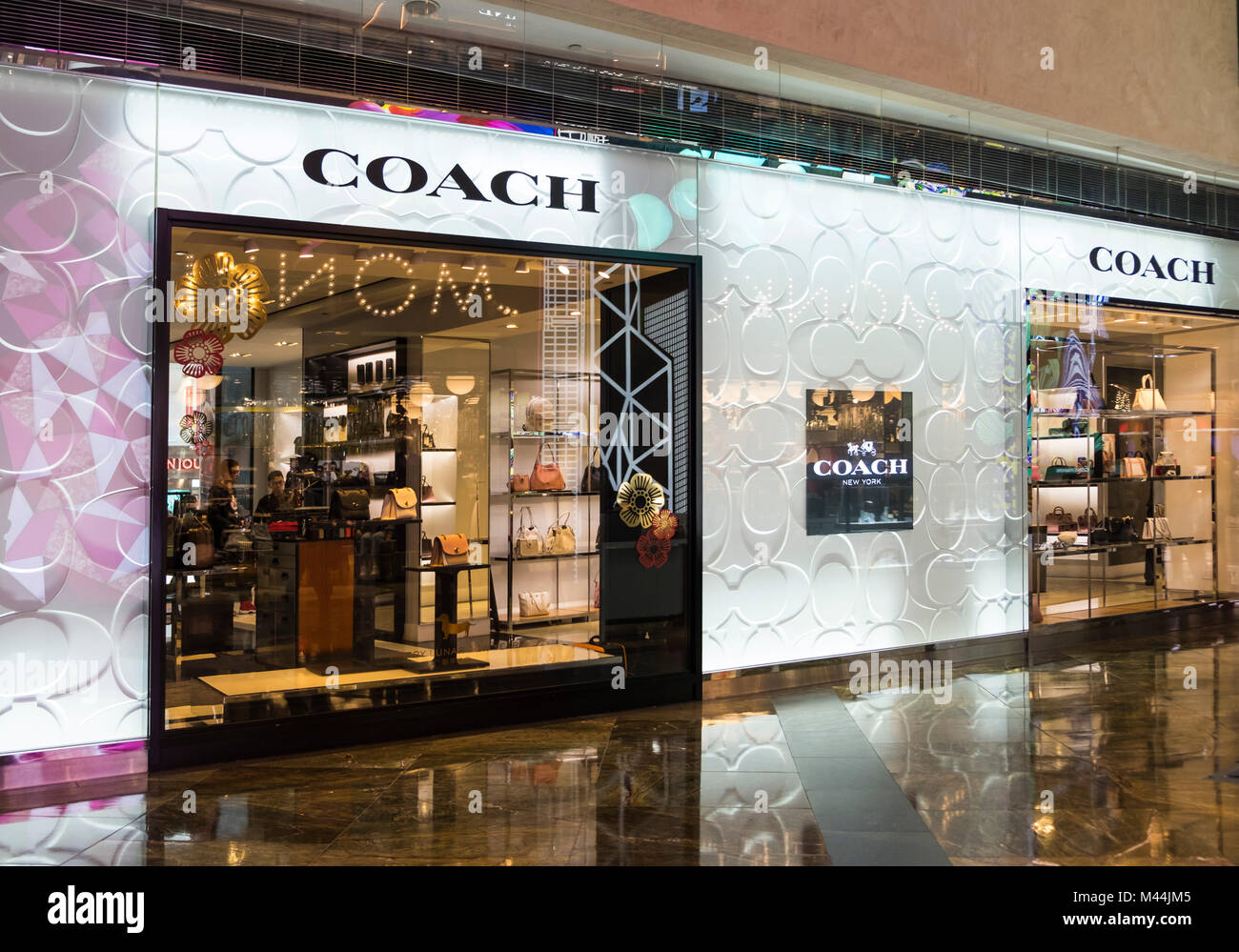 Hong Kong - February 11, 2018: Coach shop in Hong Kong. Coach, Inc. is an multinational luxury fashion company based in New York City. Stock Photo