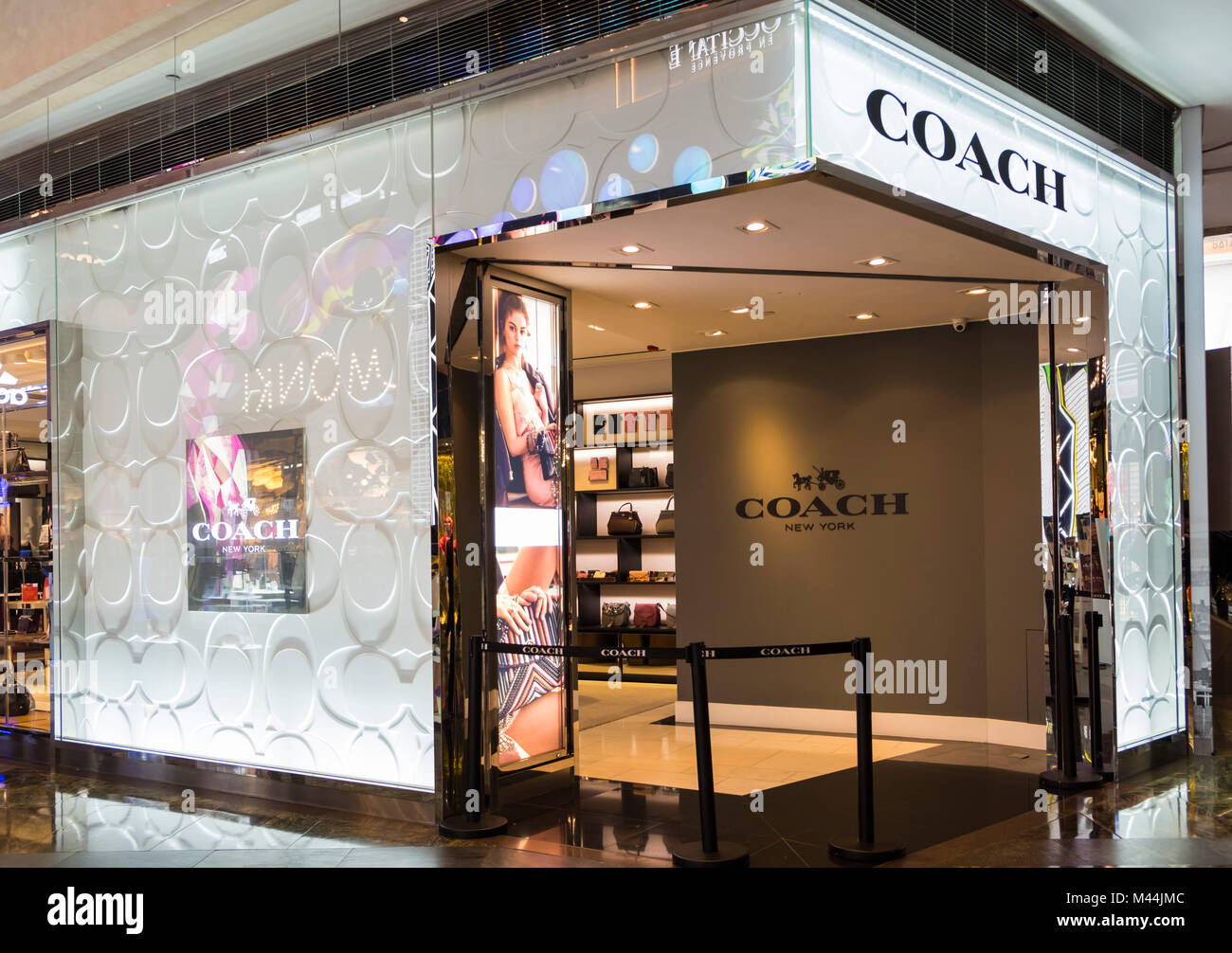 Hong Kong - February 11, 2018: Coach shop in Hong Kong. Coach, Inc. is an multinational luxury fashion company based in New York City. Stock Photo