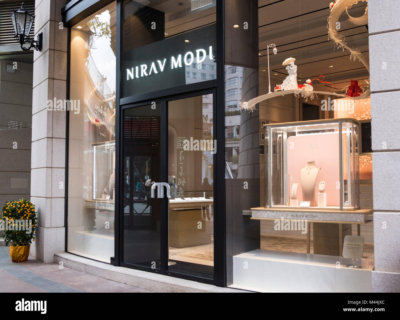 HONG KONG - FEBRUARY 4, 2018: Nirav Modi store in Hong Kong. Nirav Modi is a global diamond jewelry house. Stock Photo