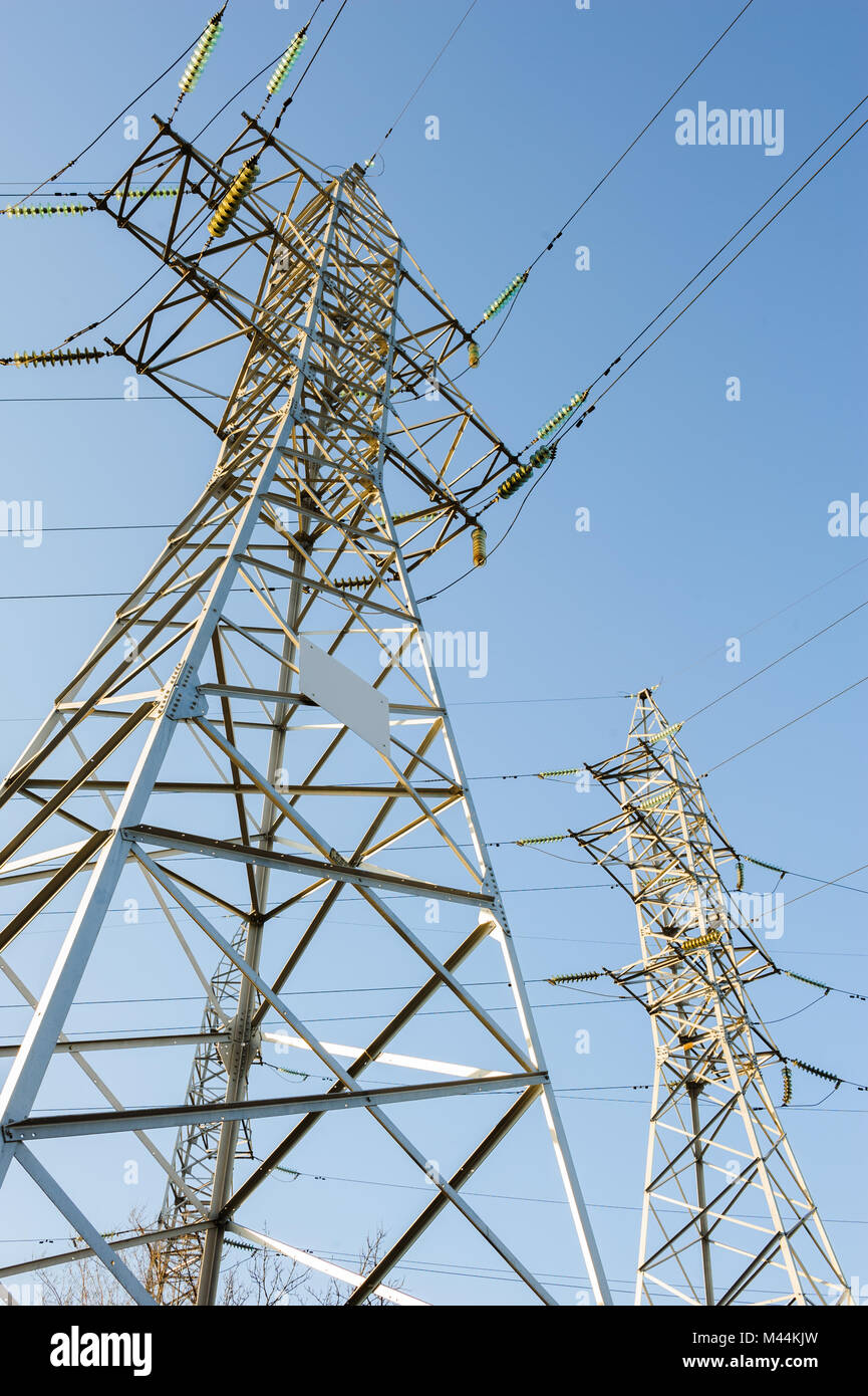 high voltage power lines Stock Photo Alamy