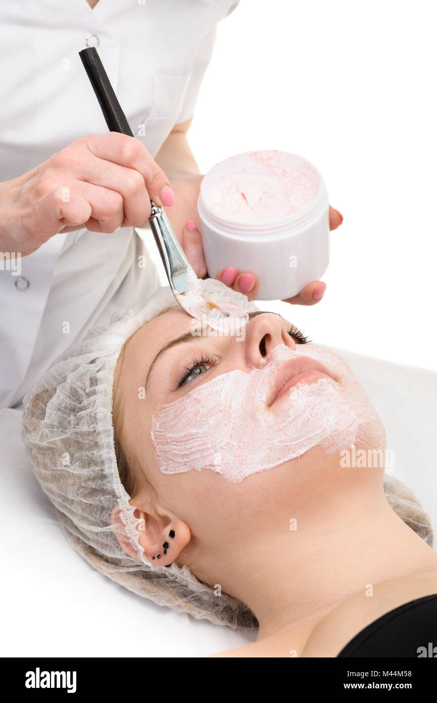 facial peeling mask applying Stock Photo Alamy