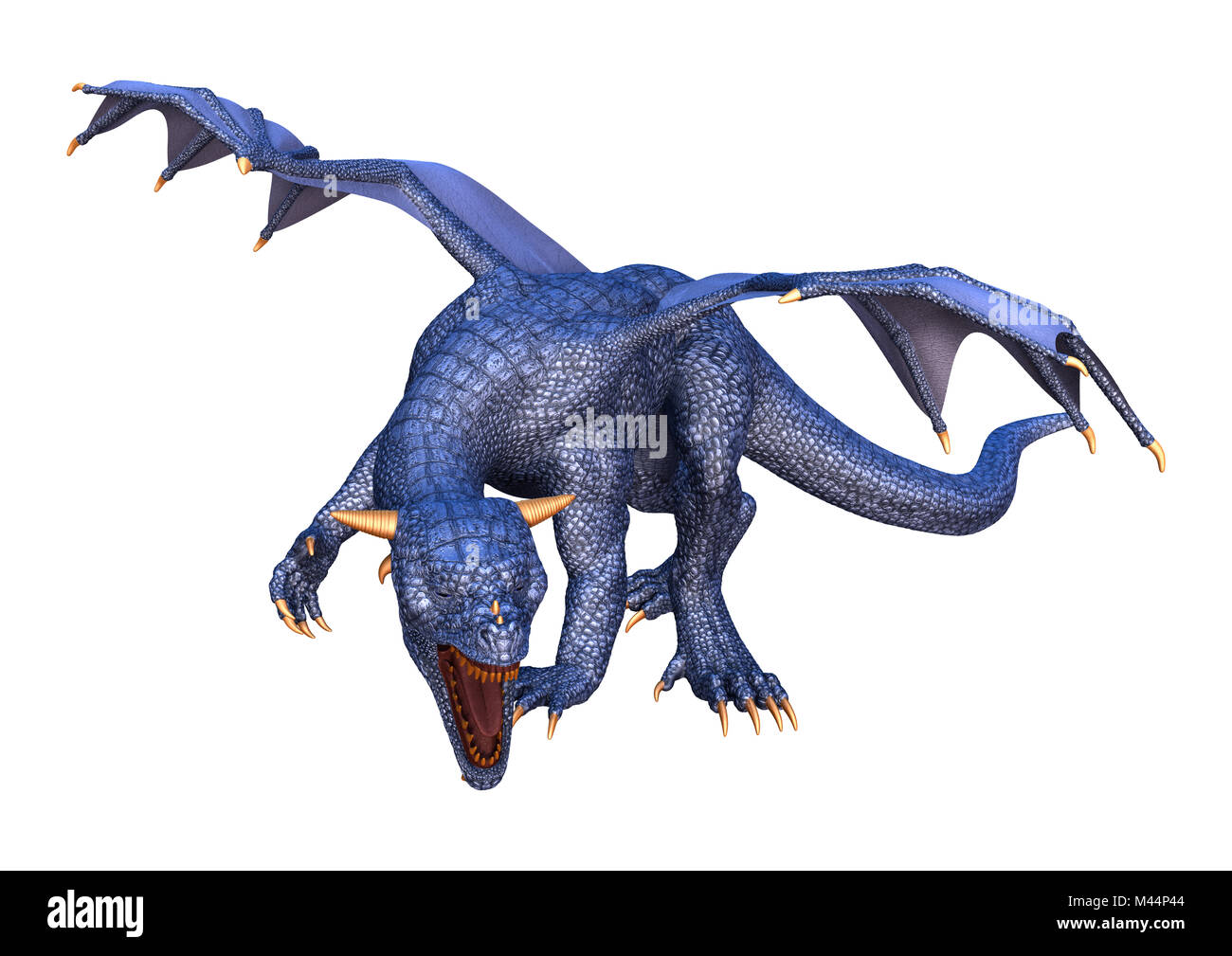 3D rendering of a blue fantasy dragon isolated on white background ...