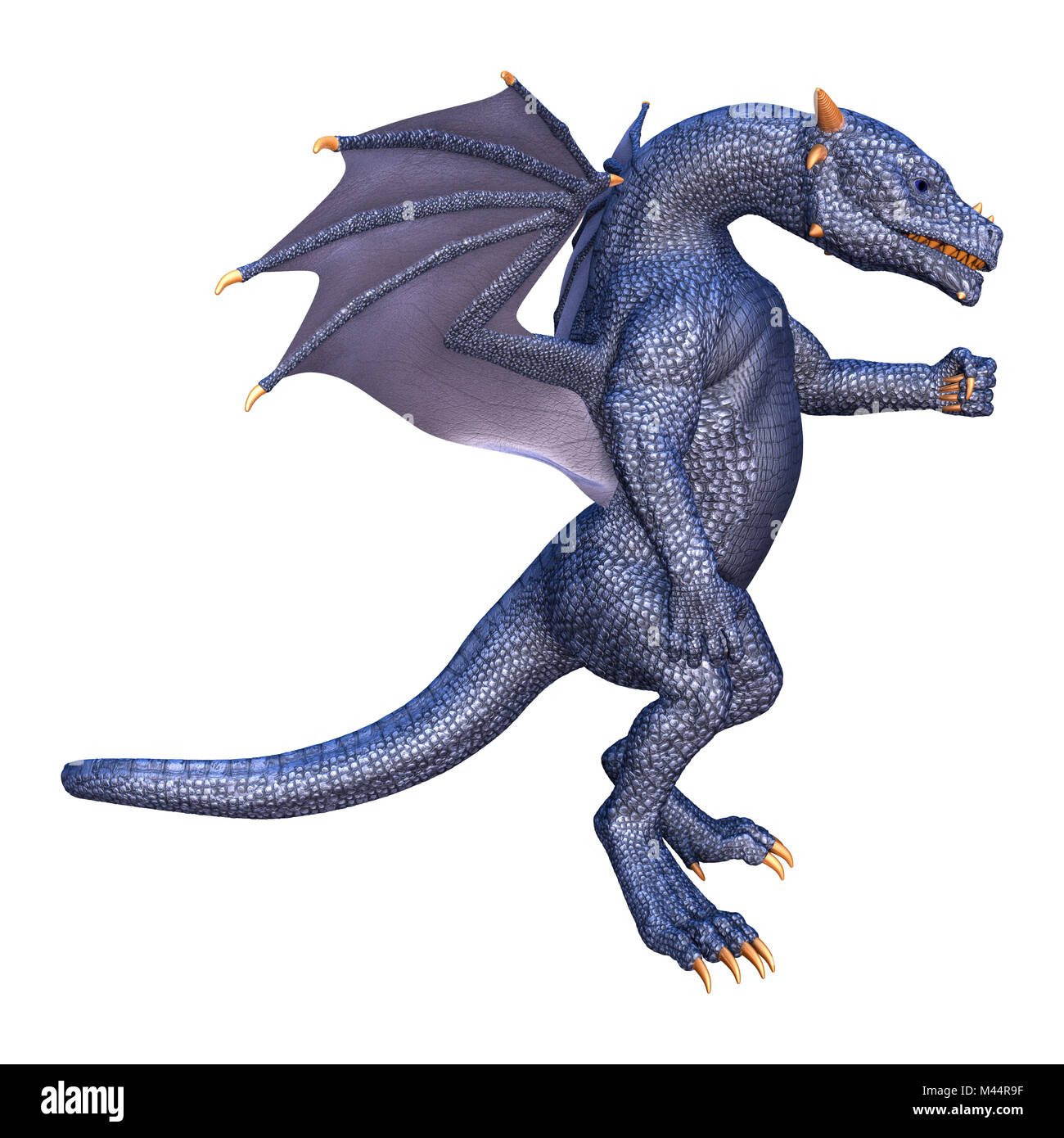 3D rendering of a blue fantasy dragon isolated on white background ...