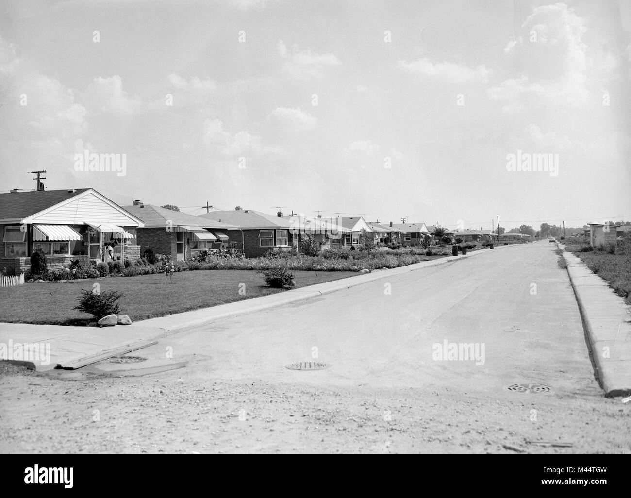 Residential street in south suburban Chicago, 1960. Stock Photo