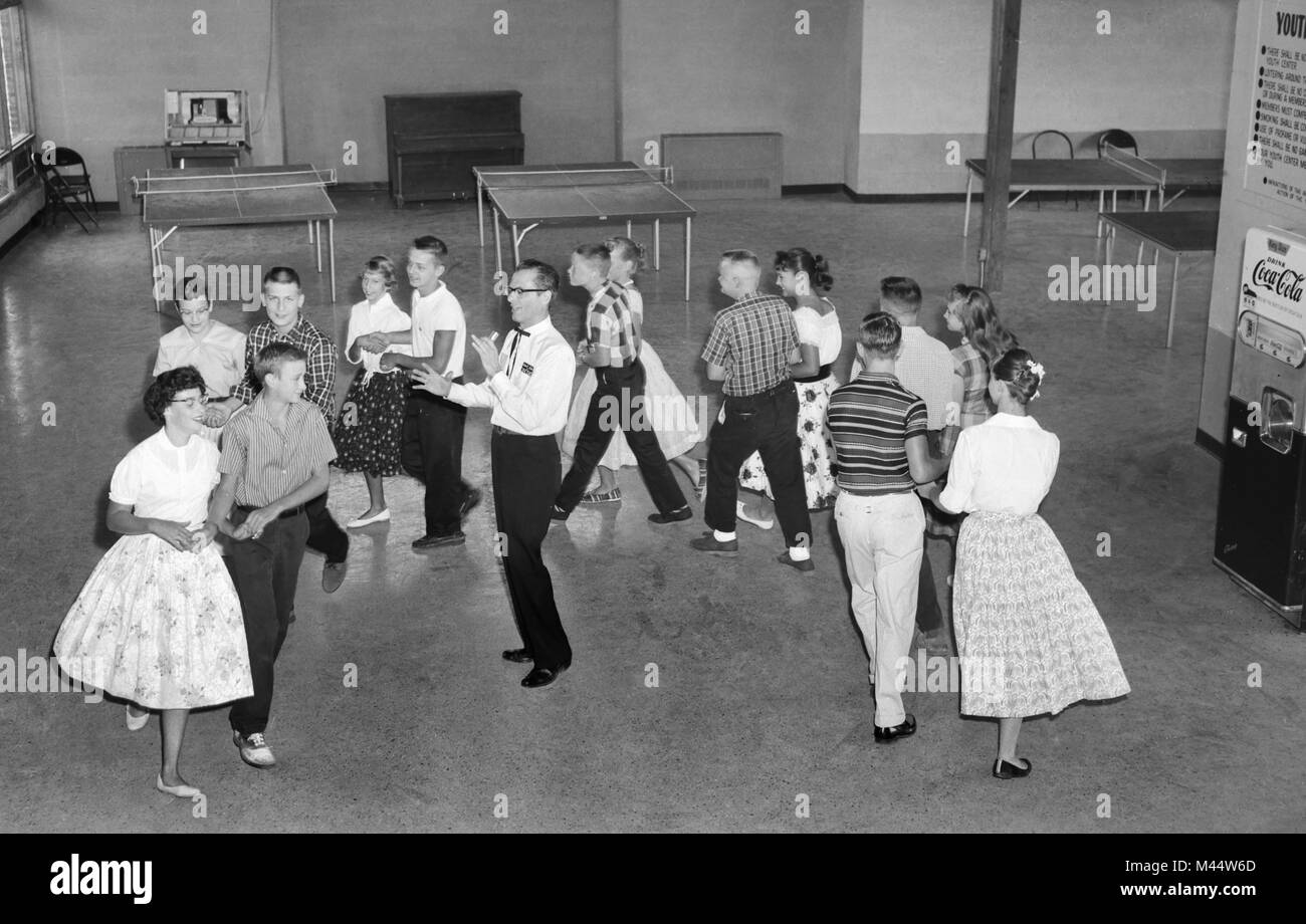 Youth center dance lessons in Downers Grove, IL, ca. 1960. . Stock Photo