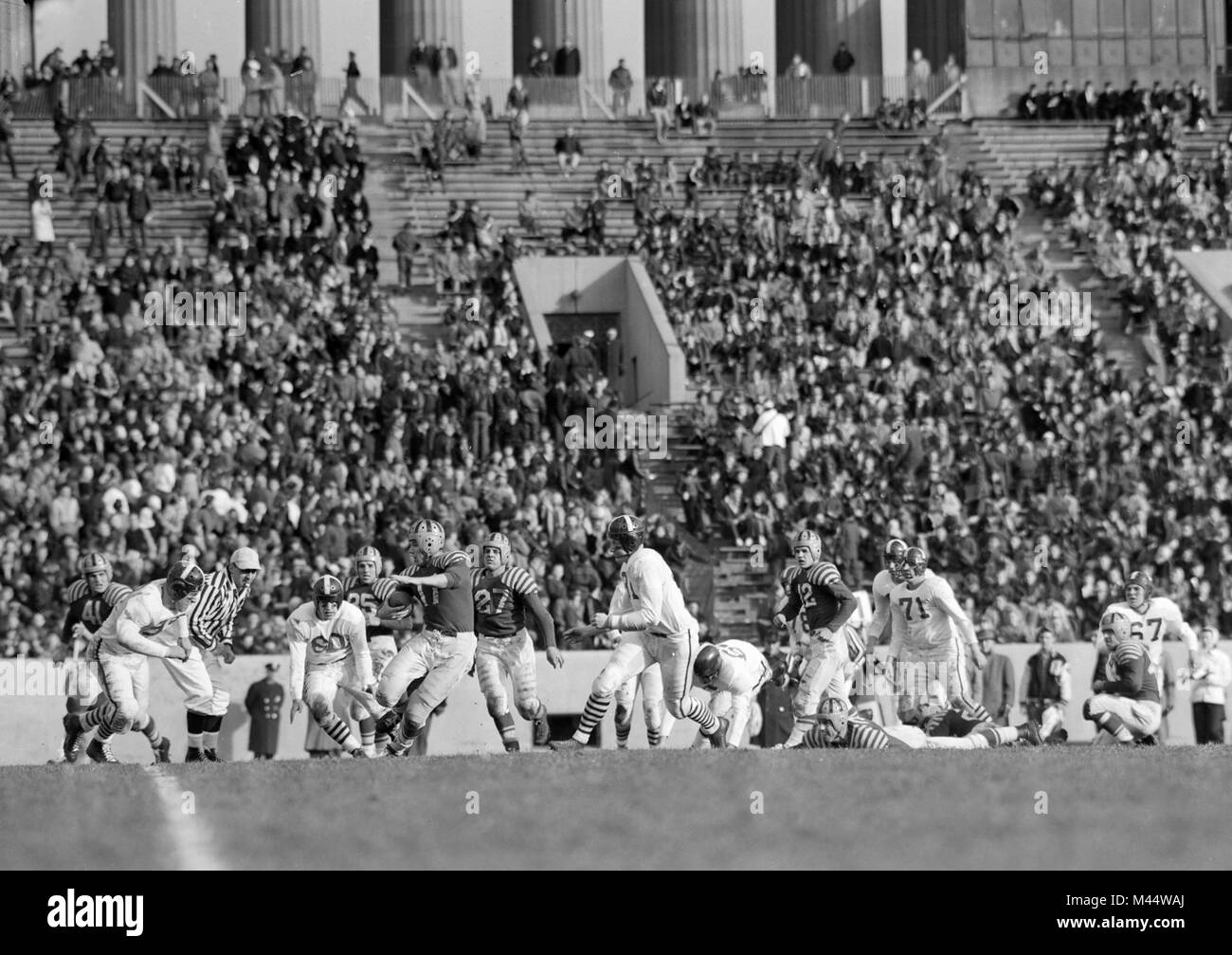 Championship high school football is played at Chicago's Soldier Field, ca. 1949. Stock Photo