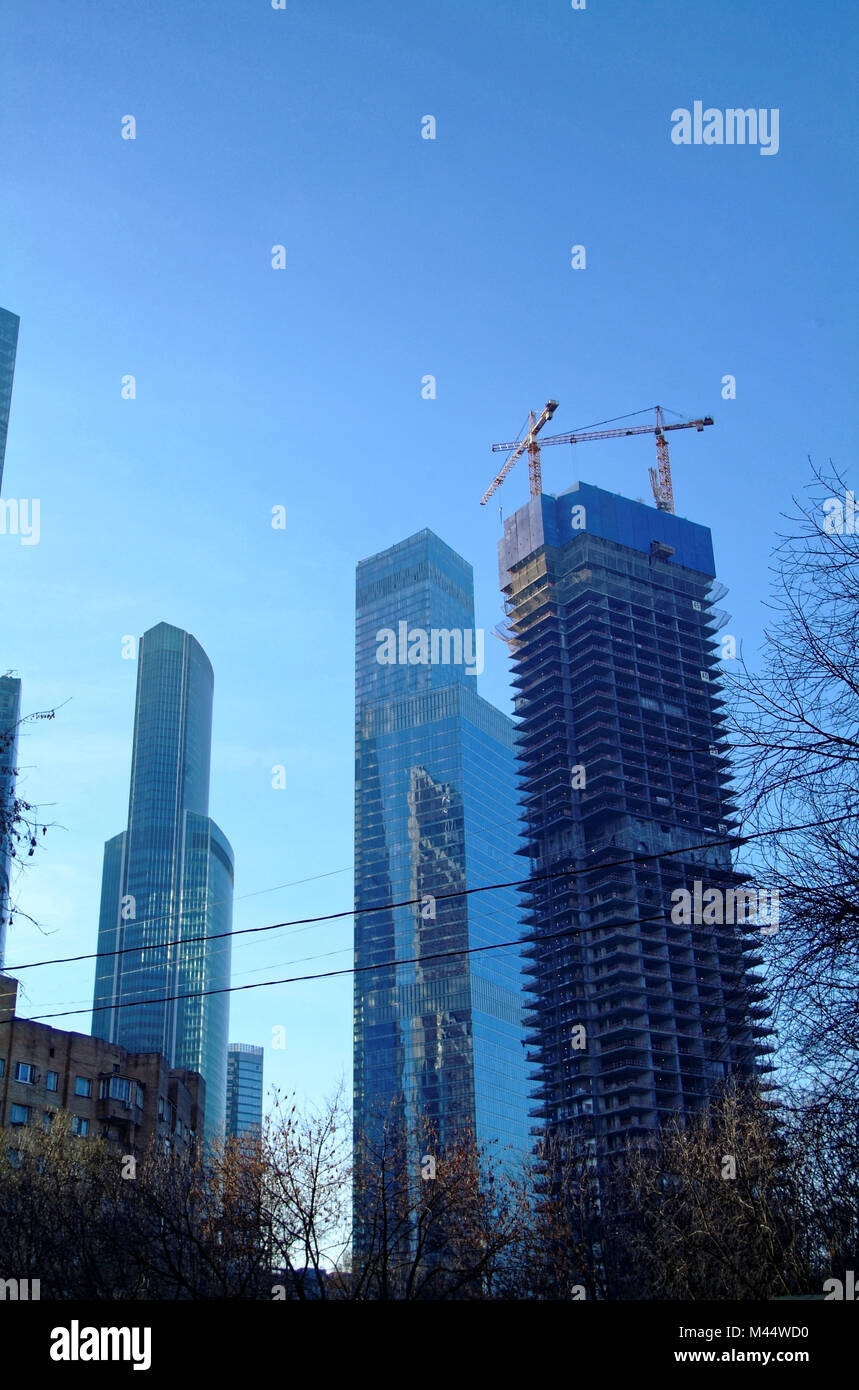 skyscrapers of Moscow city in November morning, Russia Stock Photo