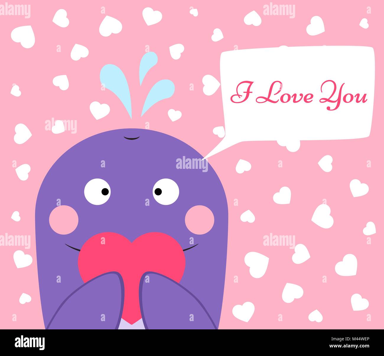 Cute, funny whale with heart Stock Vector