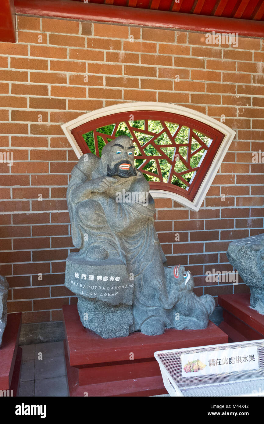 The Laughing Lion Lohan statue at the International Buddhist Temple in Richmond, BC, Canada. Stock Photo