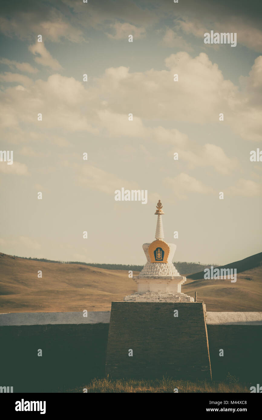 Color image of a Buddhist stupa at a monastery in Mongolia Stock Photo