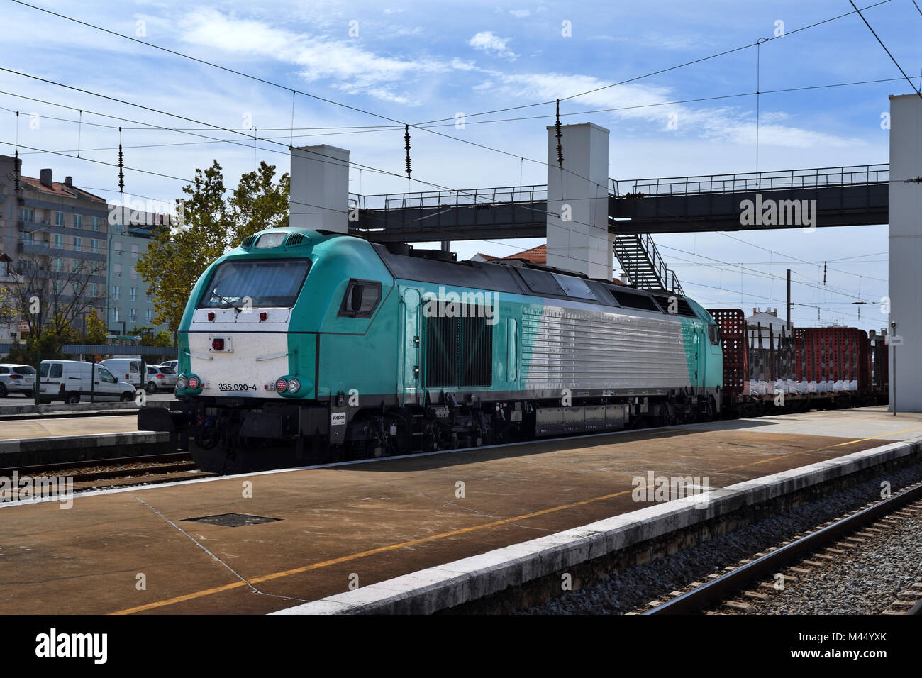 alpha trains;freight carrier;diesel-electric;class 335;entroncamento;portugal; Stock Photo