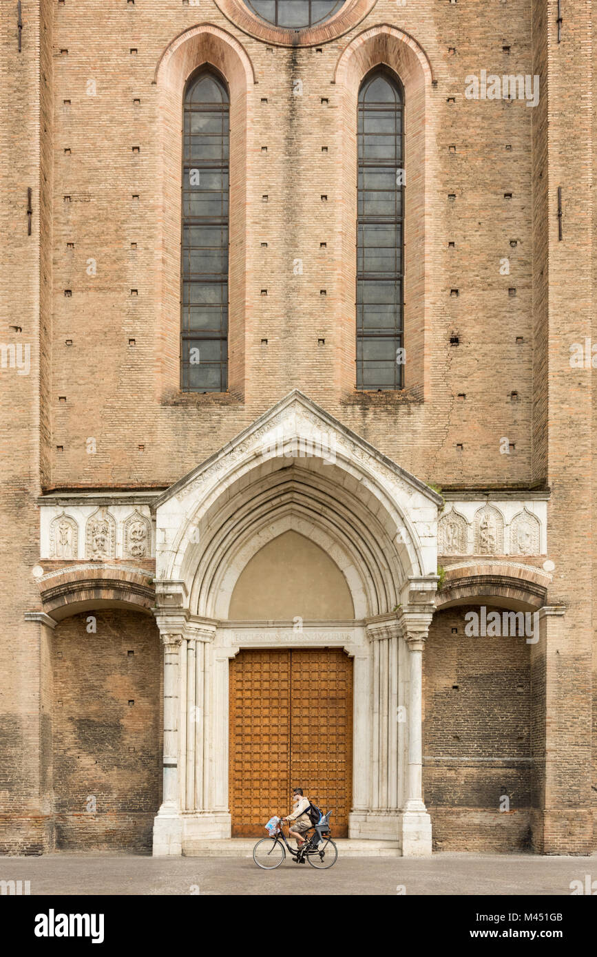 The front of the Basilica di San Francesco , or the the Basilica of Saint Francis, a historic church in the city of Bologna Stock Photo
