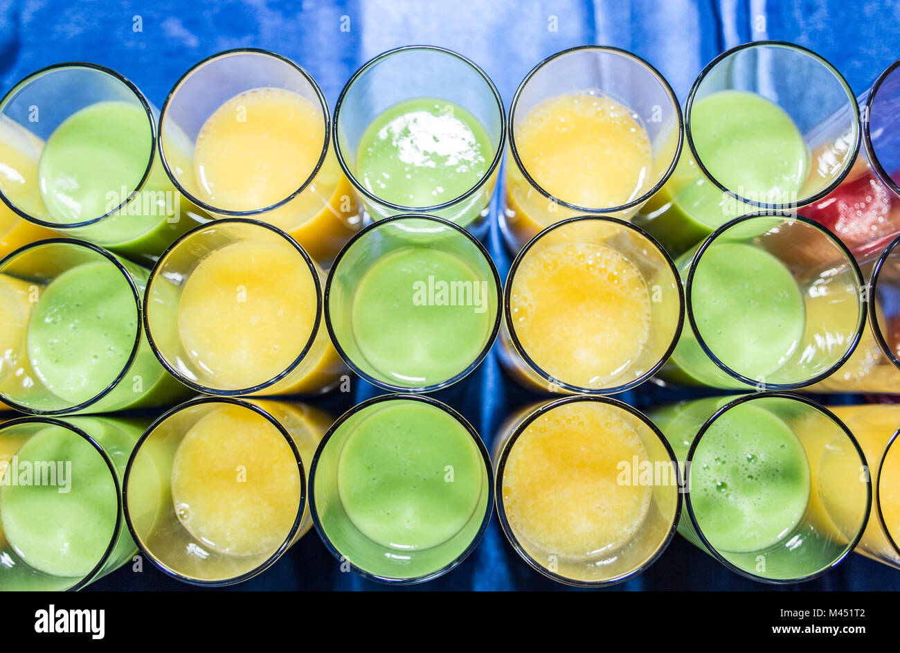 Colorful glasses of fruit juice. Top view Stock Photo Alamy