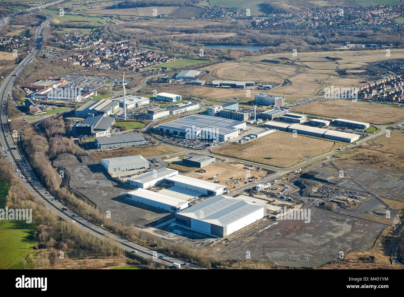 An aerial view of the advanced manufacturing park hires stock