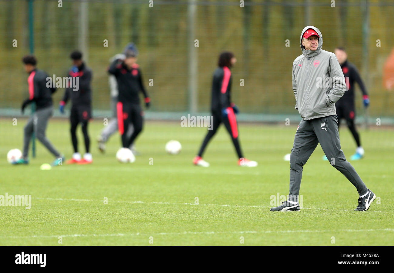 Arsenal manager Arsene Wenger during the training session at London Colney, Hertfordshire. PRESS ASSOCIATION Photo. Picture date: Wednesday February 14, 2018. See PA story SOCCER Arsenal. Photo credit should read: Steven Paston/PA Wire Stock Photo