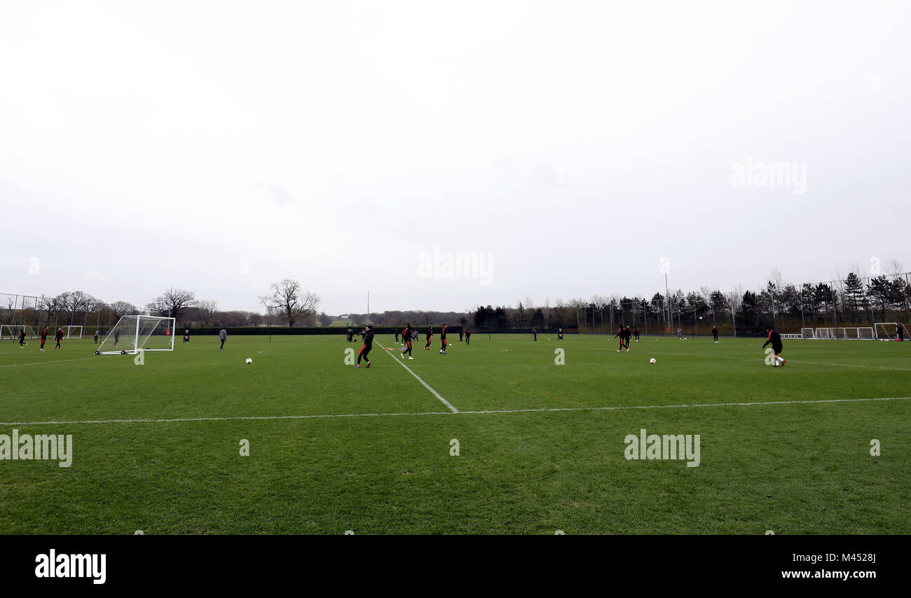 Arsenal players during the training session at London Colney, Hertfordshire. PRESS ASSOCIATION Photo. Picture date: Wednesday February 14, 2018. See PA story SOCCER Arsenal. Photo credit should read: Steven Paston/PA Wire Stock Photo