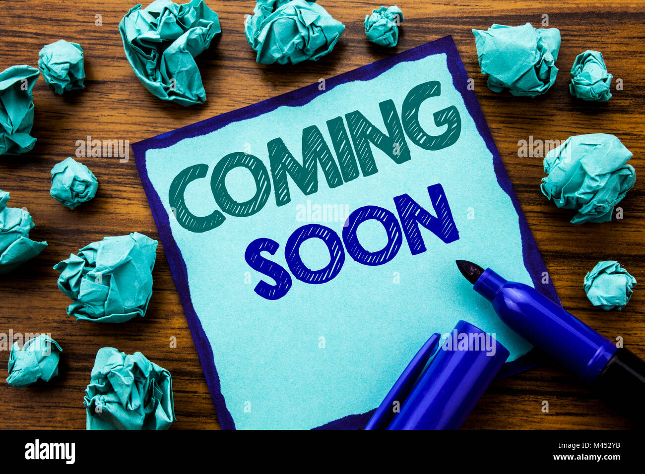 Coming soon message written on hi-res stock photography and images - Alamy
