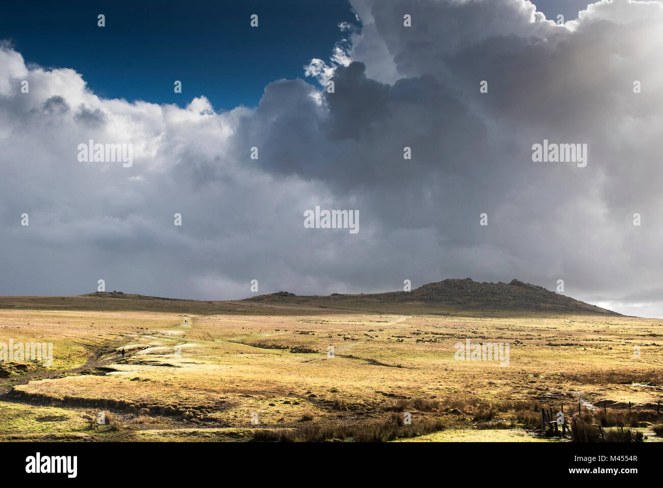 Clouds building up over Rough Tor on Bodmin Moor in Cornwall. Stock Photo