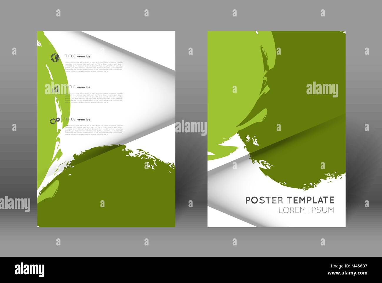 simple poster design template, green paint strokes, splatters and
