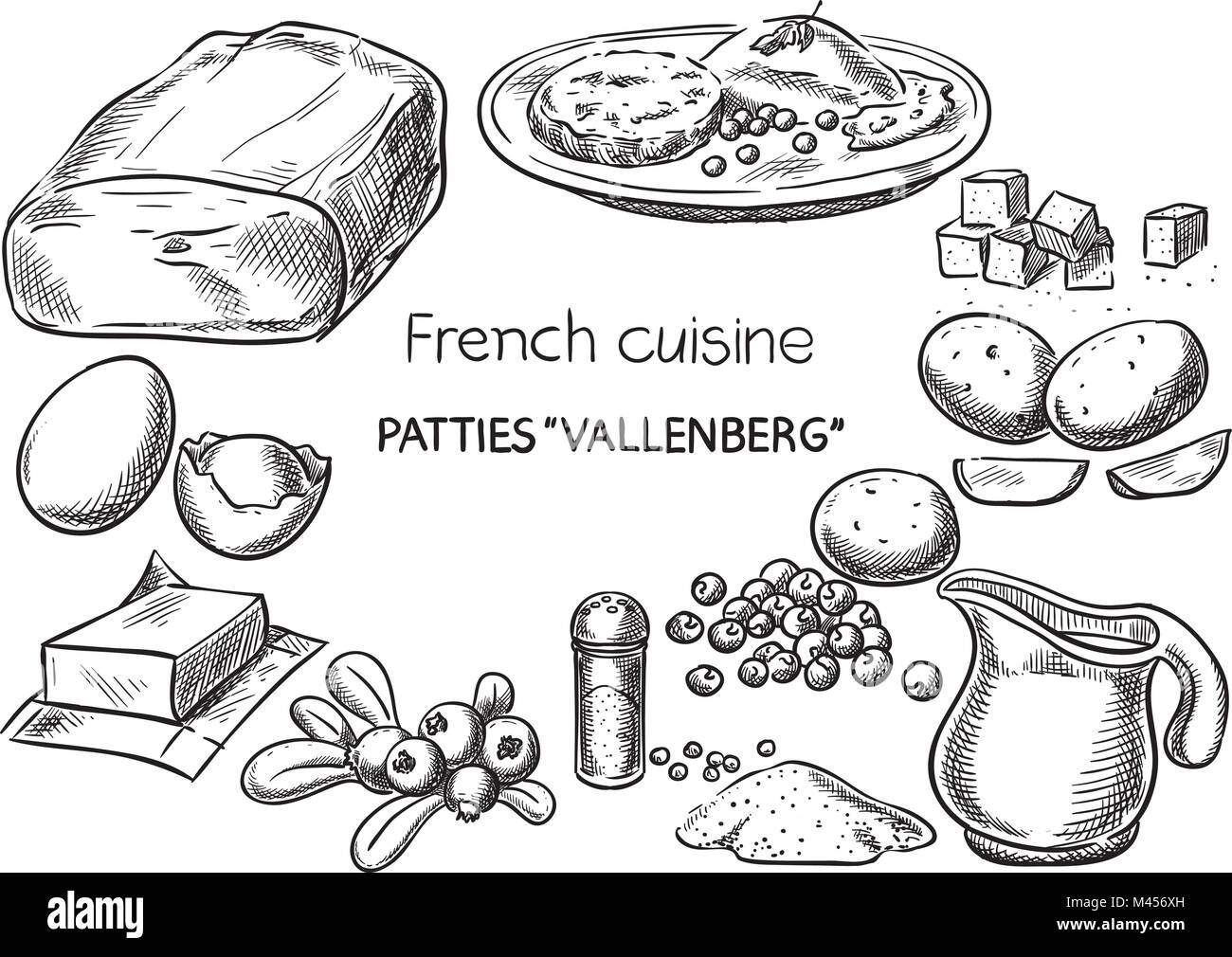 Patties Vallenberg. Creative conceptual vector. Sketch hand drawn