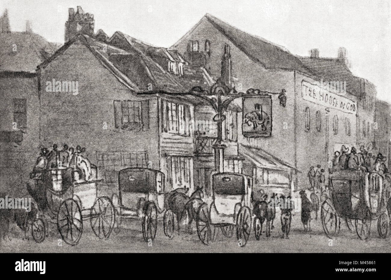 The Elephant and Castle, south London, England in 1830.  From The Martyrs of Tolpuddle, published 1934. Stock Photo